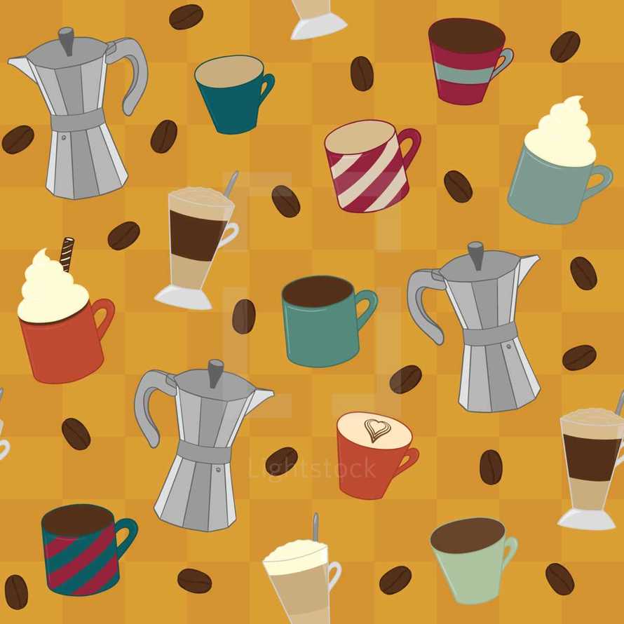coffee elements pattern 
