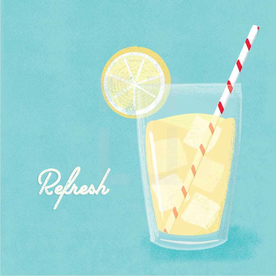 refresh and glass of lemonade 