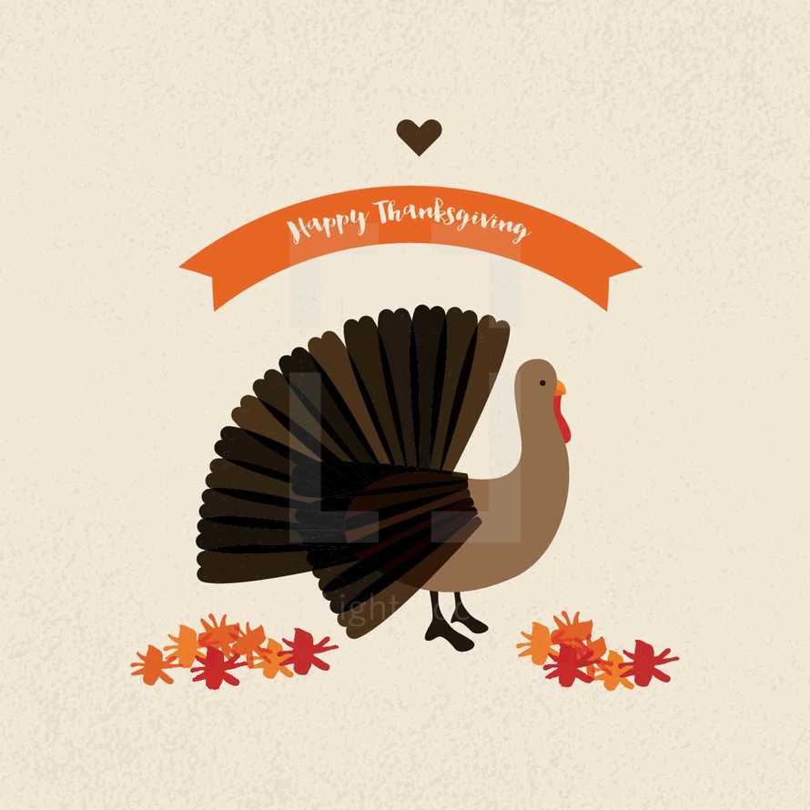 Happy Thanksgiving turkey illustration.