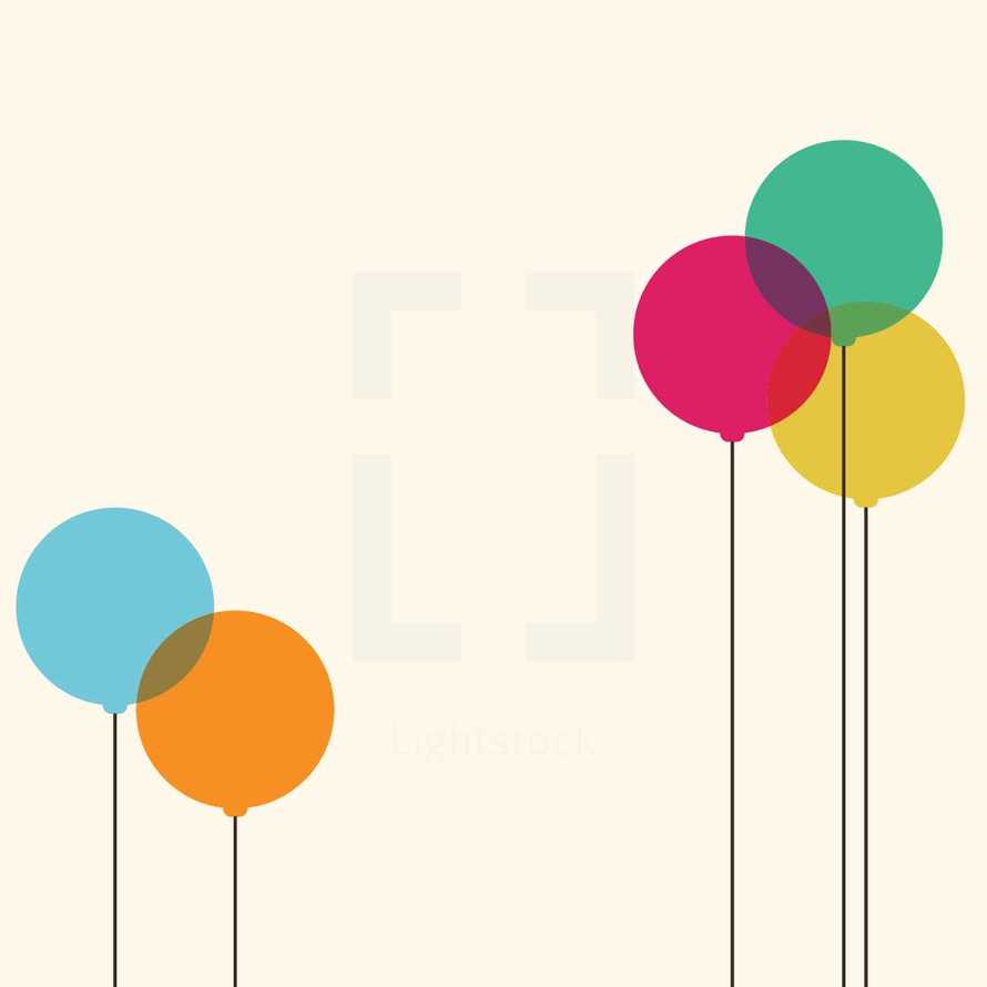 five colorful balloons illustration. 