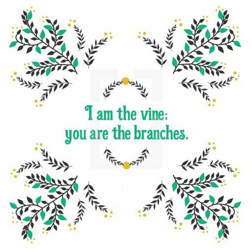 Linda ilustração de árvore de I Am the Vine Ye Are the Branches