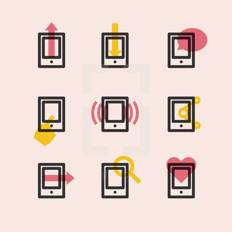 mobile phone icons.