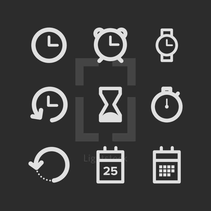 time and clock icons 
