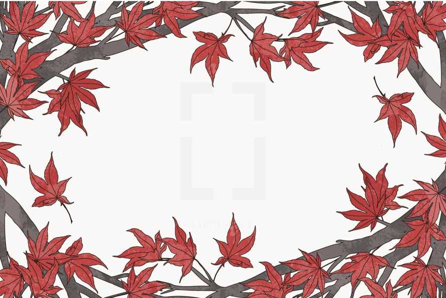 red maple leaves frame 