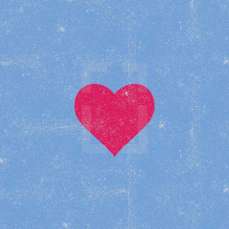 red heart on blue 
