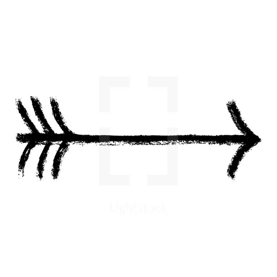 Arrow sign created with a brush and ink. Graphic element for design saved as an vector illustration in file format EPS