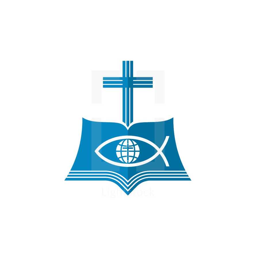 cross, Bible, jesus fish, globe, cross, missions, icon