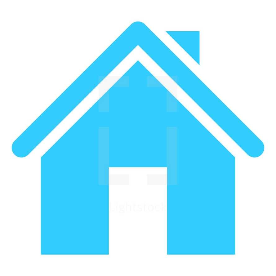 House icon or Home symbol created in trendy flat style. The graphic element saved as a vector illustration in the EPS file format for used in your design projects. The shape is in blue color.