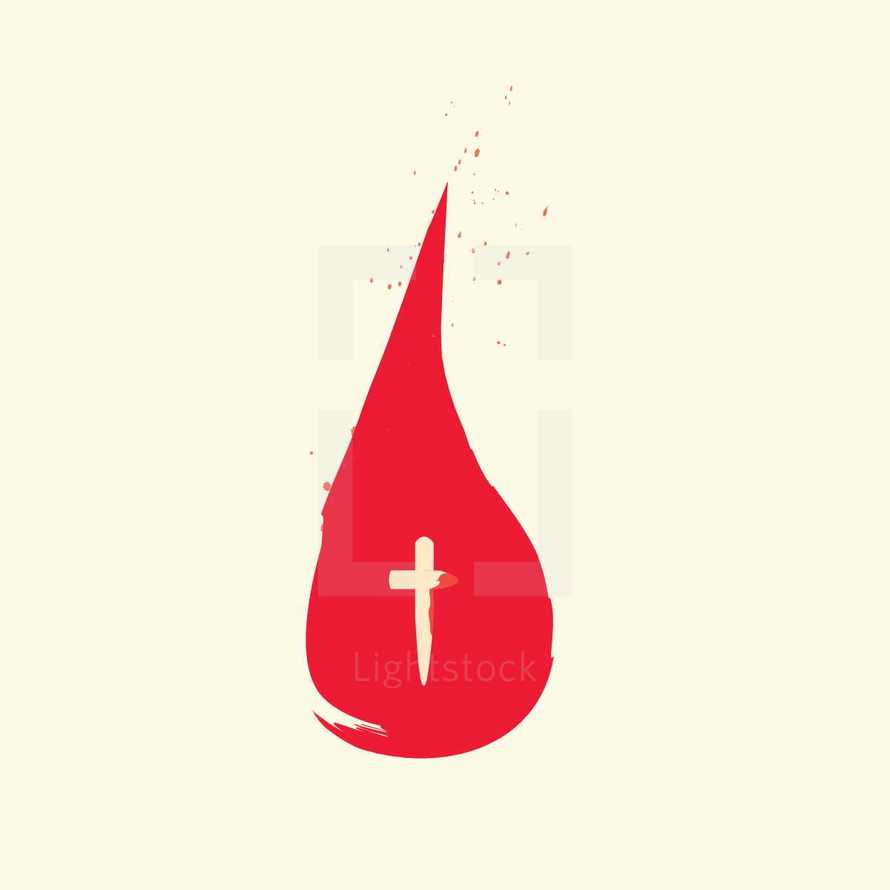 cross in a blood drop 