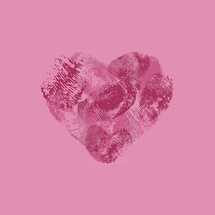 pink heart made from fingerprints.