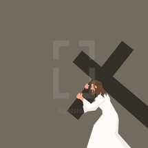 Illustration of Jesus carrying the cross.