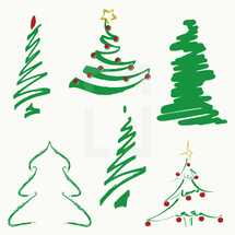 hand drawn Christmas trees 