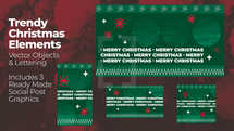 Trendy Christmas elements for social media, background, presentation slide, graphic design