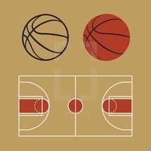 basketball and basketball court 