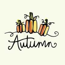 word Autumn and pumpkins 