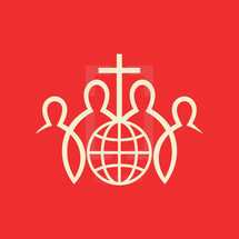 missions, christian fellowship, cross, members, globe, world, icon