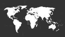 white world map on a dark background