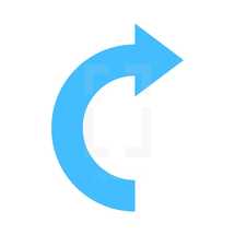 Blue arrow sign undo, left, right, down, up icon. Arrow reload, refresh, rotation, loop, repetition, reset sign created in flat style. The graphic element saved as a vector illustration in the EPS file format for used in your design projects.