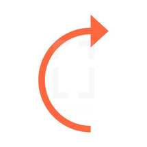 Orange arrow sign undo, left, right, down, up icon. Arrow reload, refresh, rotation, loop, repetition, reset sign created in flat style. The graphic element saved as a vector illustration in the EPS file format for used in your design projects.