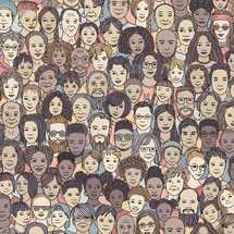 diverse faces in a crowd background 