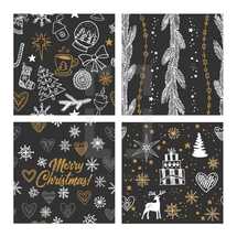 seamless Christmas and winter patterns, drawn by hand. Many festive elements and patterns. Vector graphics and illustration.