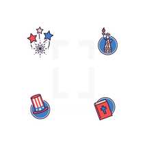 Fourth of July icons 