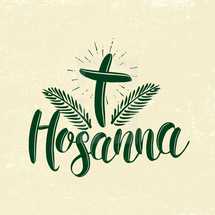 Hosanna, cross, and palm frond 