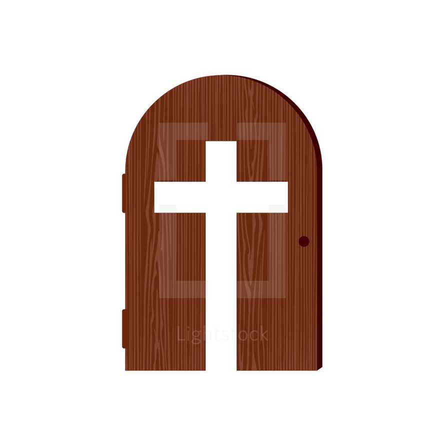 cross on a wood door 