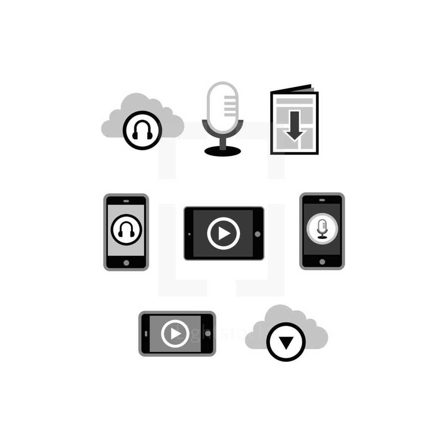 Church video and audio media icons