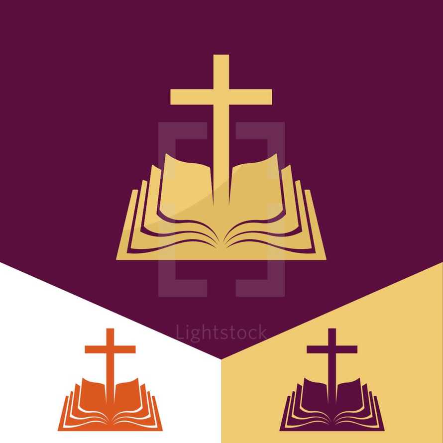 cross on Bible logo 