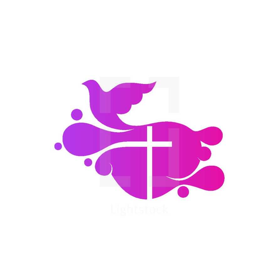 dove and cross in purple 