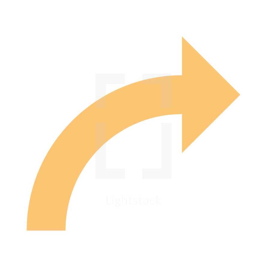 Yellow arrow sign undo, left, right, down, up icon. Arrow reload, refresh, rotation, loop, repetition, reset sign created in flat style. The graphic element saved as a vector illustration in the EPS file format for used in your design projects.