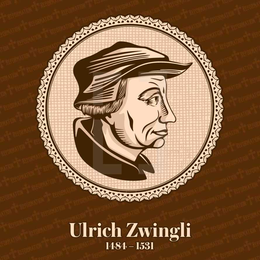 Ulrich Zwingli (1484 – 1531) was a leader of the Reformation in Switzerland. Christian figure.