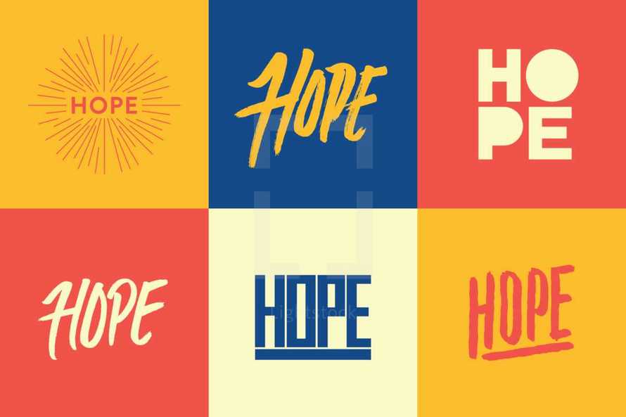 Hand drawn lettering and vector type of the word Hope