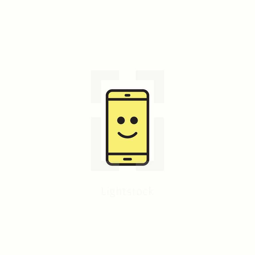 happy  face on cellphone screen