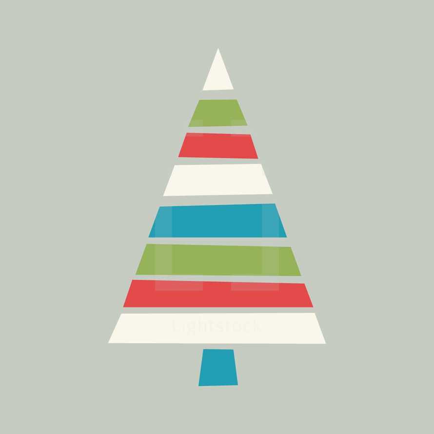striped Christmas tree icon 