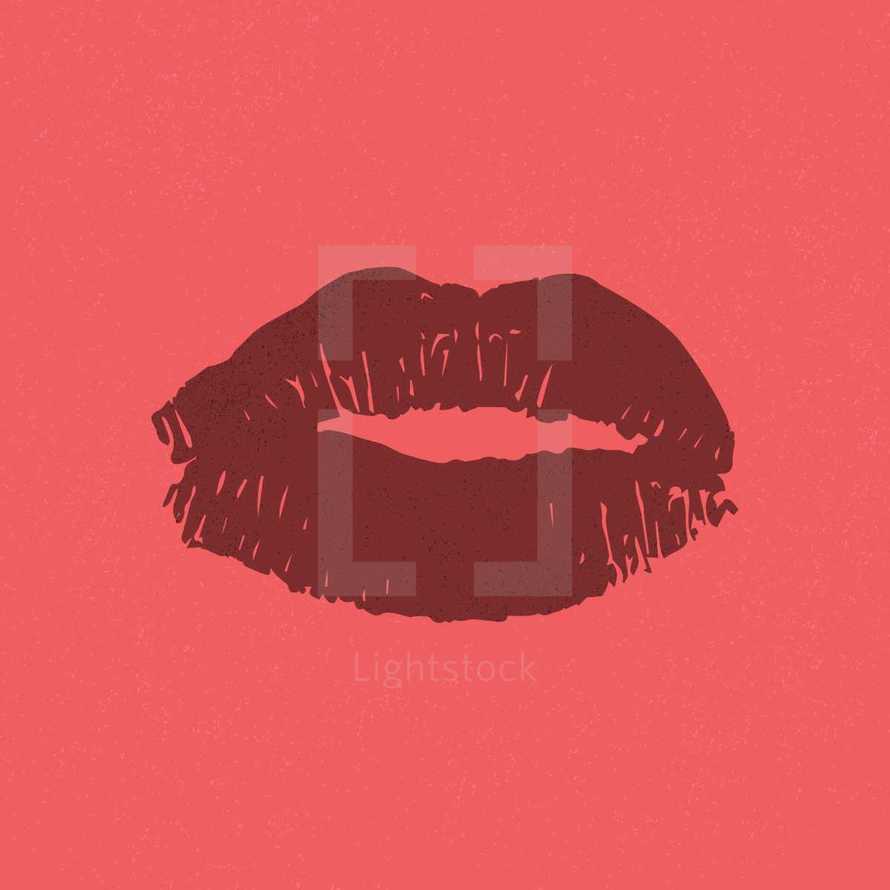 red lips illustration.