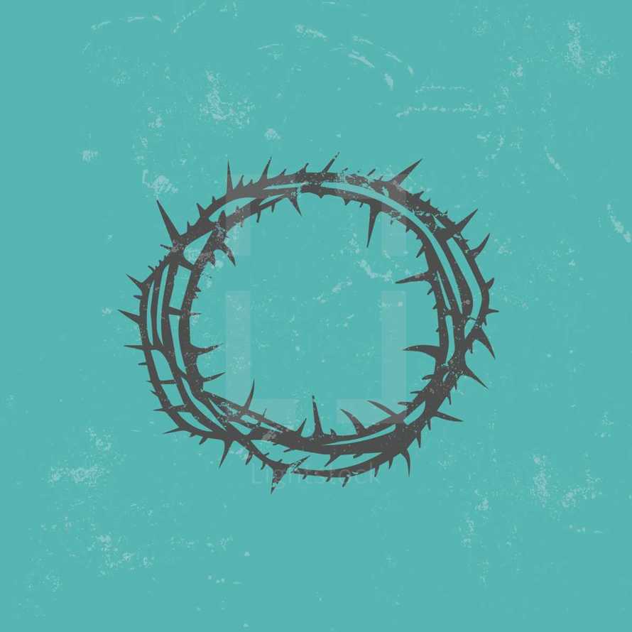 Silhouette Isolated Crown of Thorns Design with Distress Grunge Background 