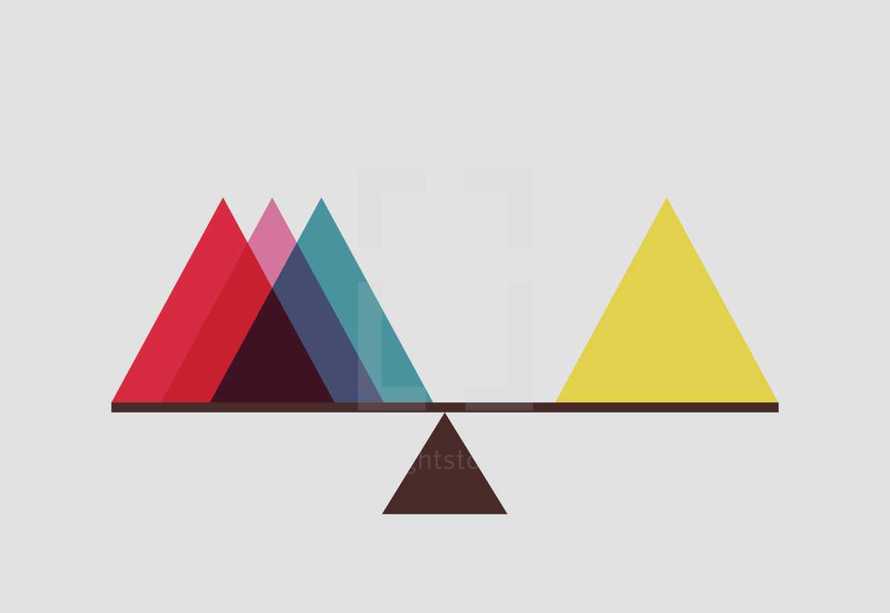 Triangles balanced on a scale