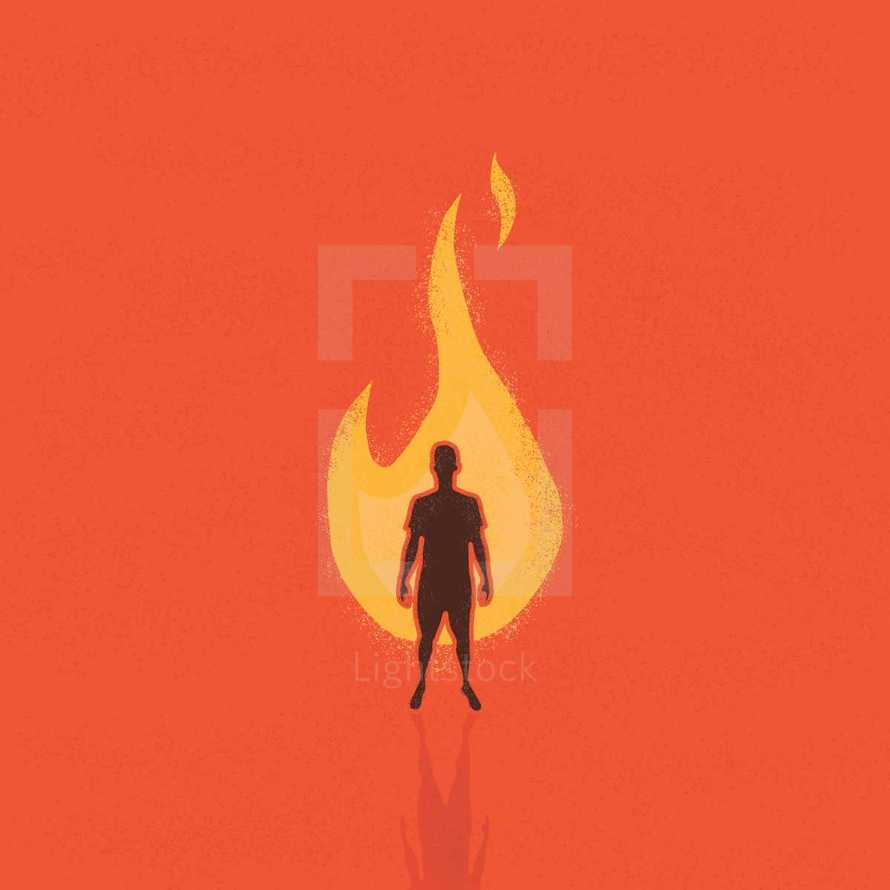 illustration of man on fire.