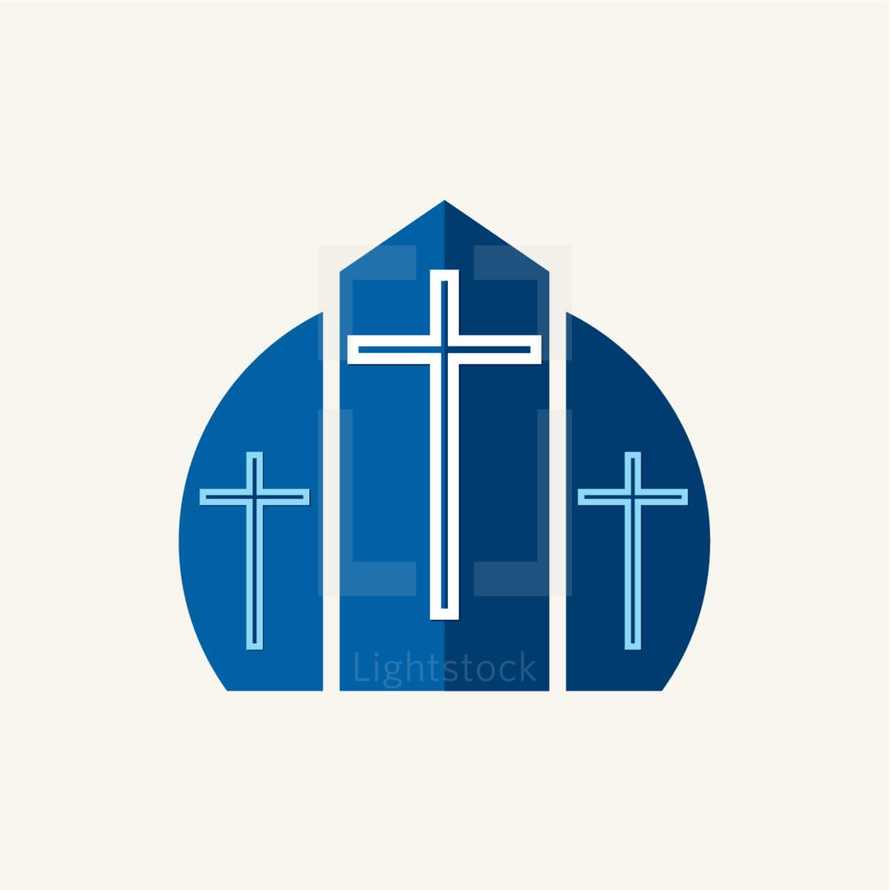 church, cross, icon, blue, white 