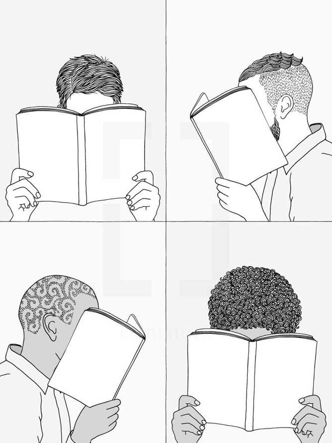 men reading books 