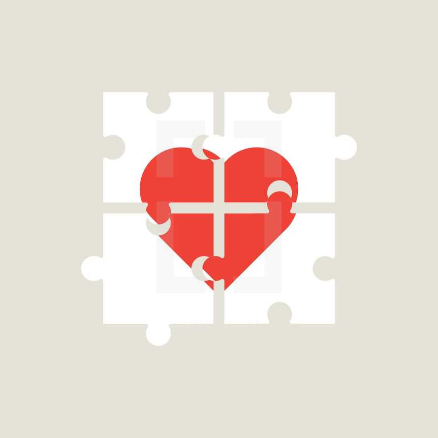 heart, red, puzzle, puzzle pieces, icon