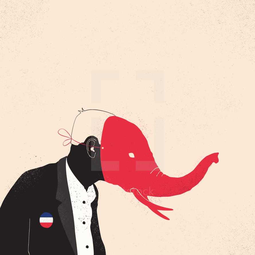republican, politician, politics, man, elephant, elephant mask, election, icon