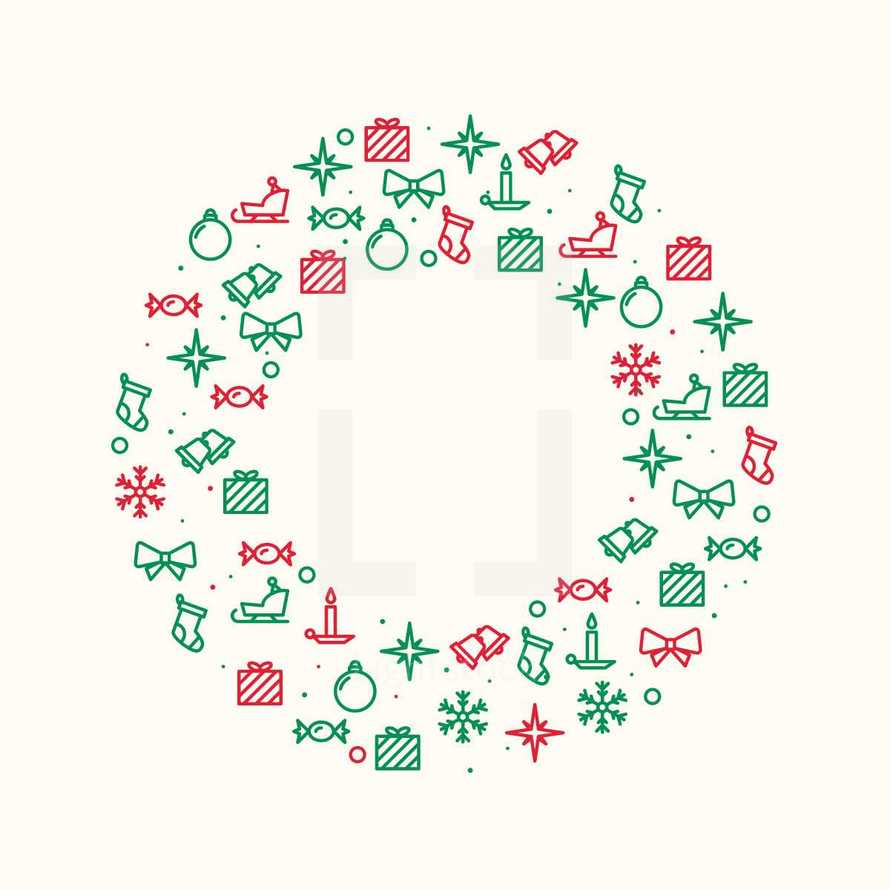 Christmas wreath pattern 