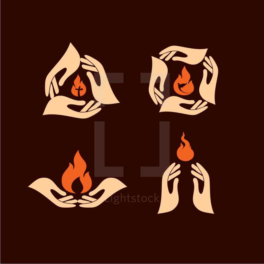 hands and flames icons
