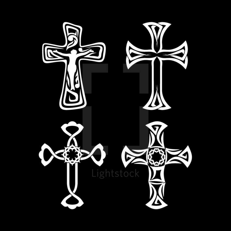 white hand drawn crosses 