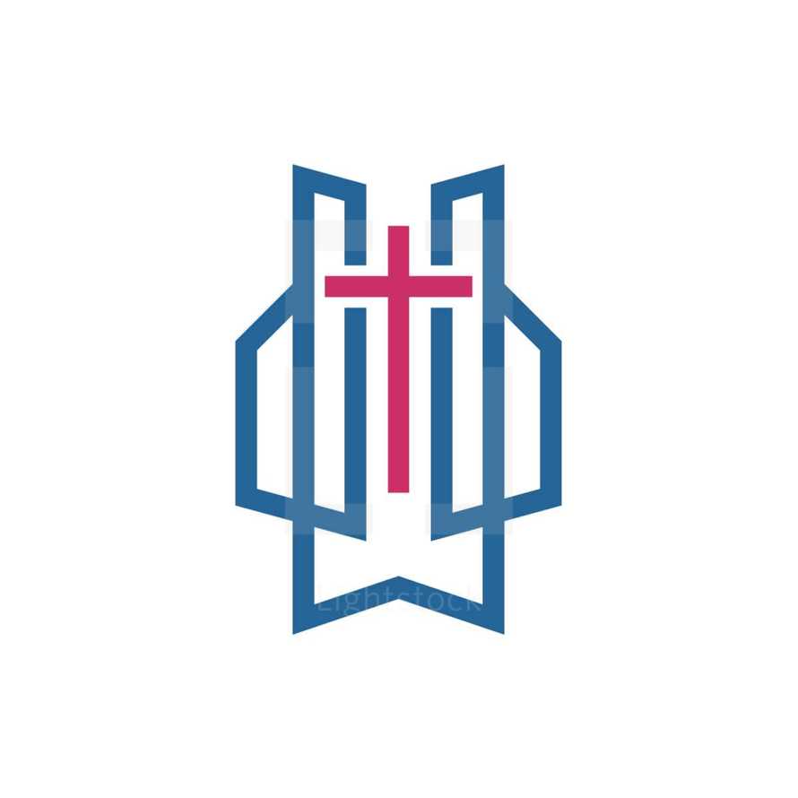 blue and fuchsia cross logo 