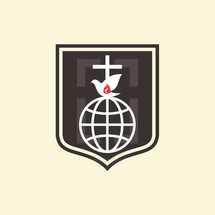 missions, globe, dove, cross, Christianity, icon, flame, shield 