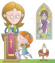kids in church illustration 